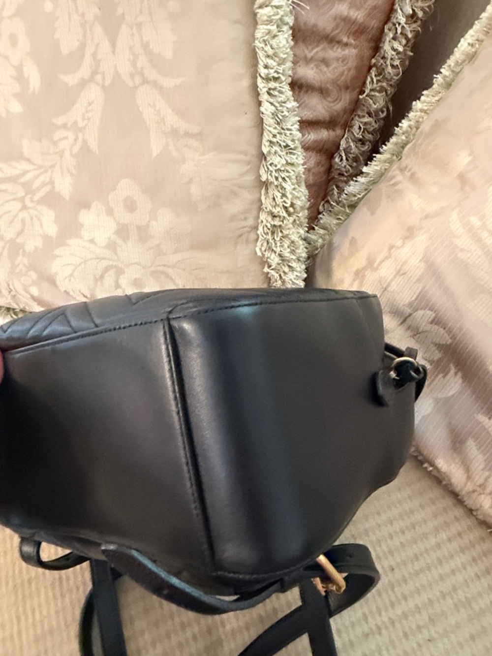 Gucci Black Chevron GG Marmont Mini Backpack with Gold Hardware. - Picture 8 of 12